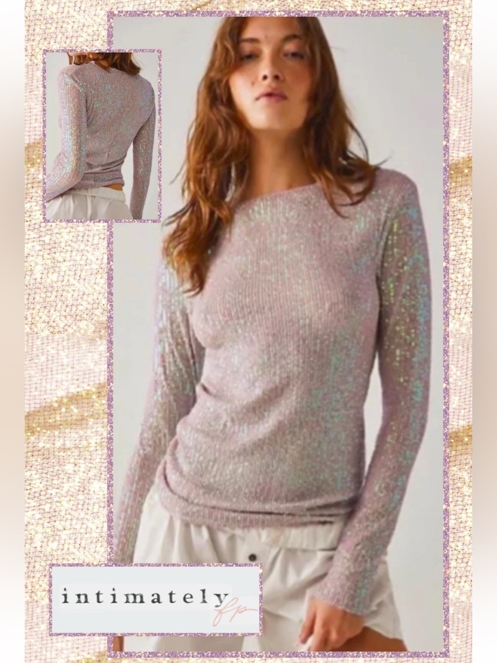 Free People gold rush top in champagne float